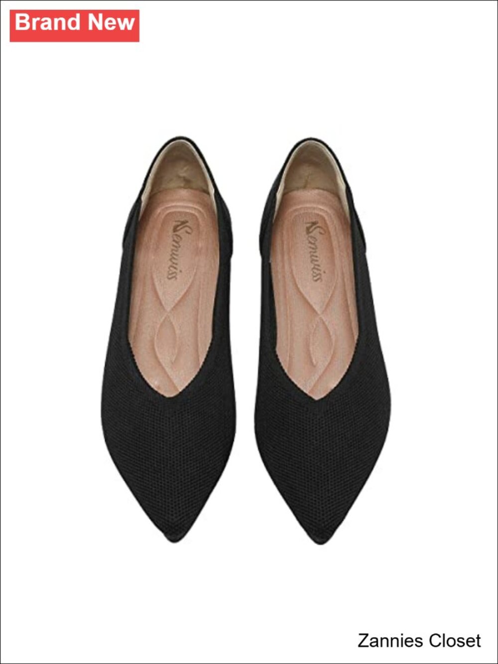 ✨Semwiss Women's Ballet Flats Comfortable Work Dressy Pointed Toe Knit Shoes